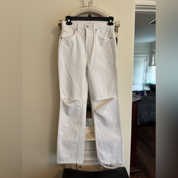 NWT Redone 90s High Rise Loose White Jeans - Picture 6 of 9